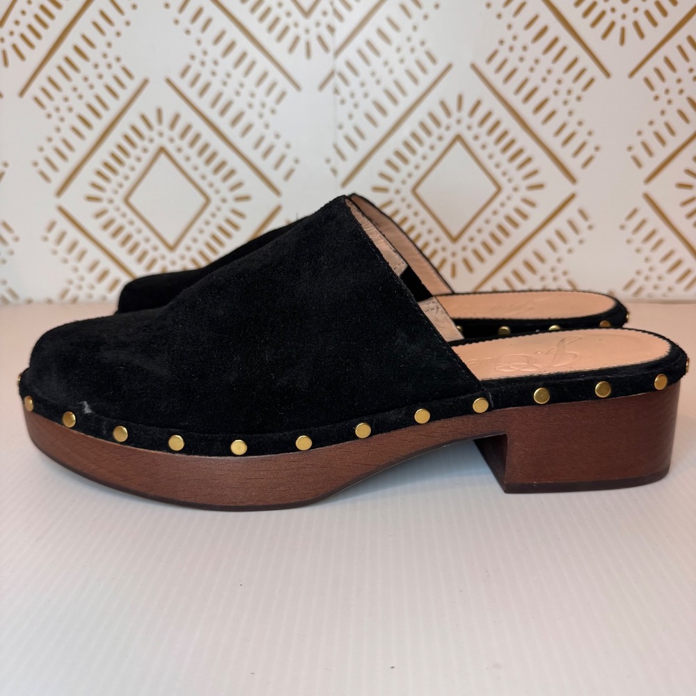 J Crew Dakota Suede Studded Wooden Clogs Mules Women Size 8.5 - Picture 2 of 9